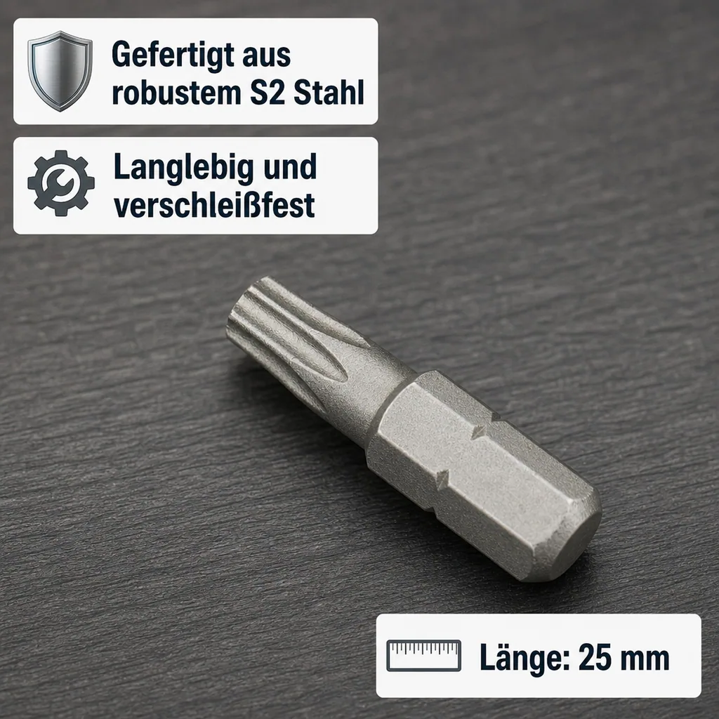 Innensechskant Bit T20, 25mm, Schrauberbit, 1/4 Zoll, S2 Stahl, Werkzeug Bit