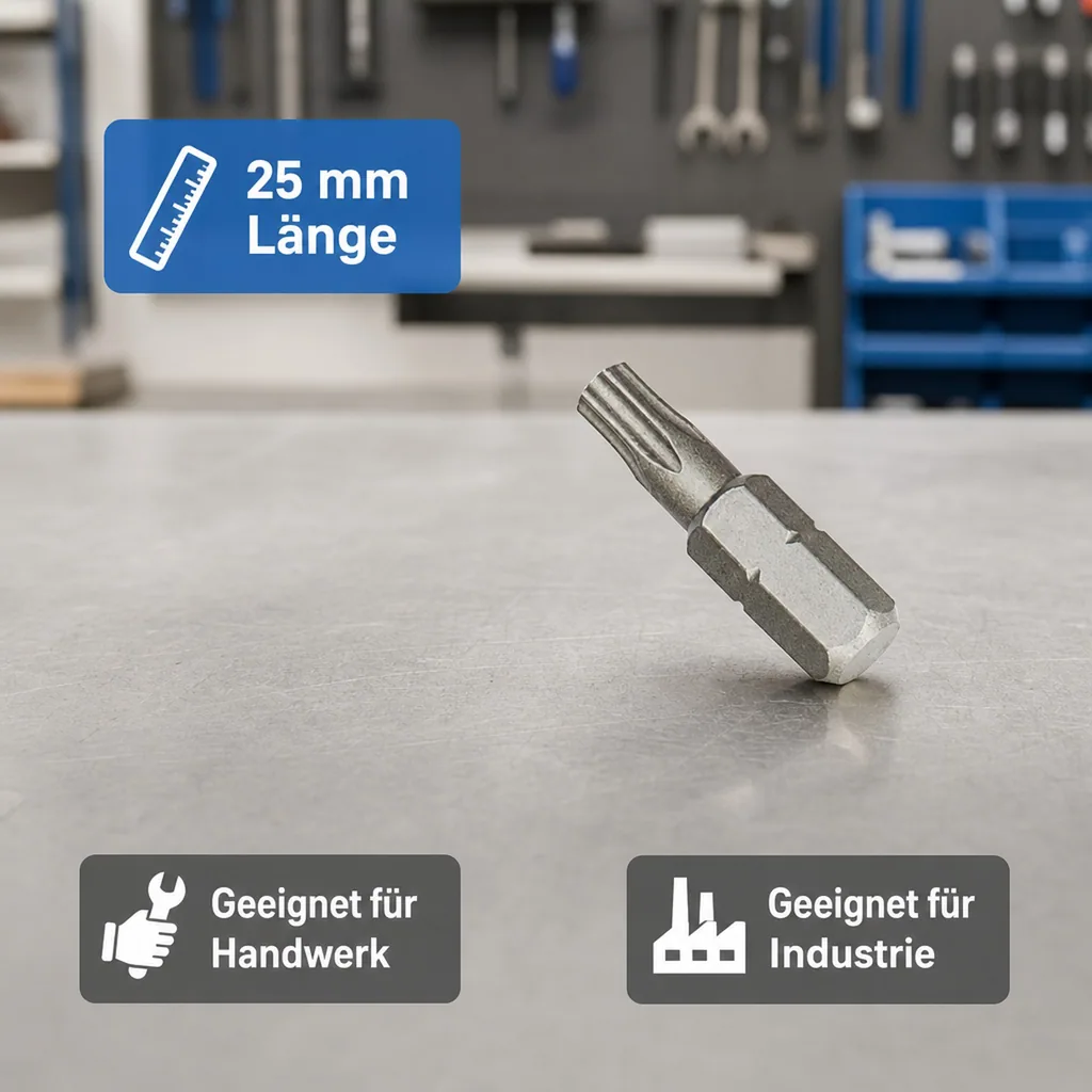 Innensechskant Bit T25, 1/4 Zoll, 25mm, S2 Stahl, Schrauberbit