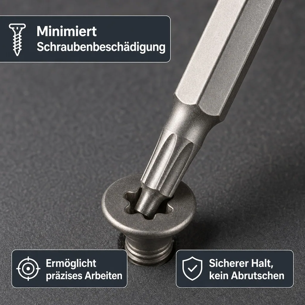 Innensechskant Bit T9, 50mm, 1/4 Zoll, S2 Stahl, Schrauberbit