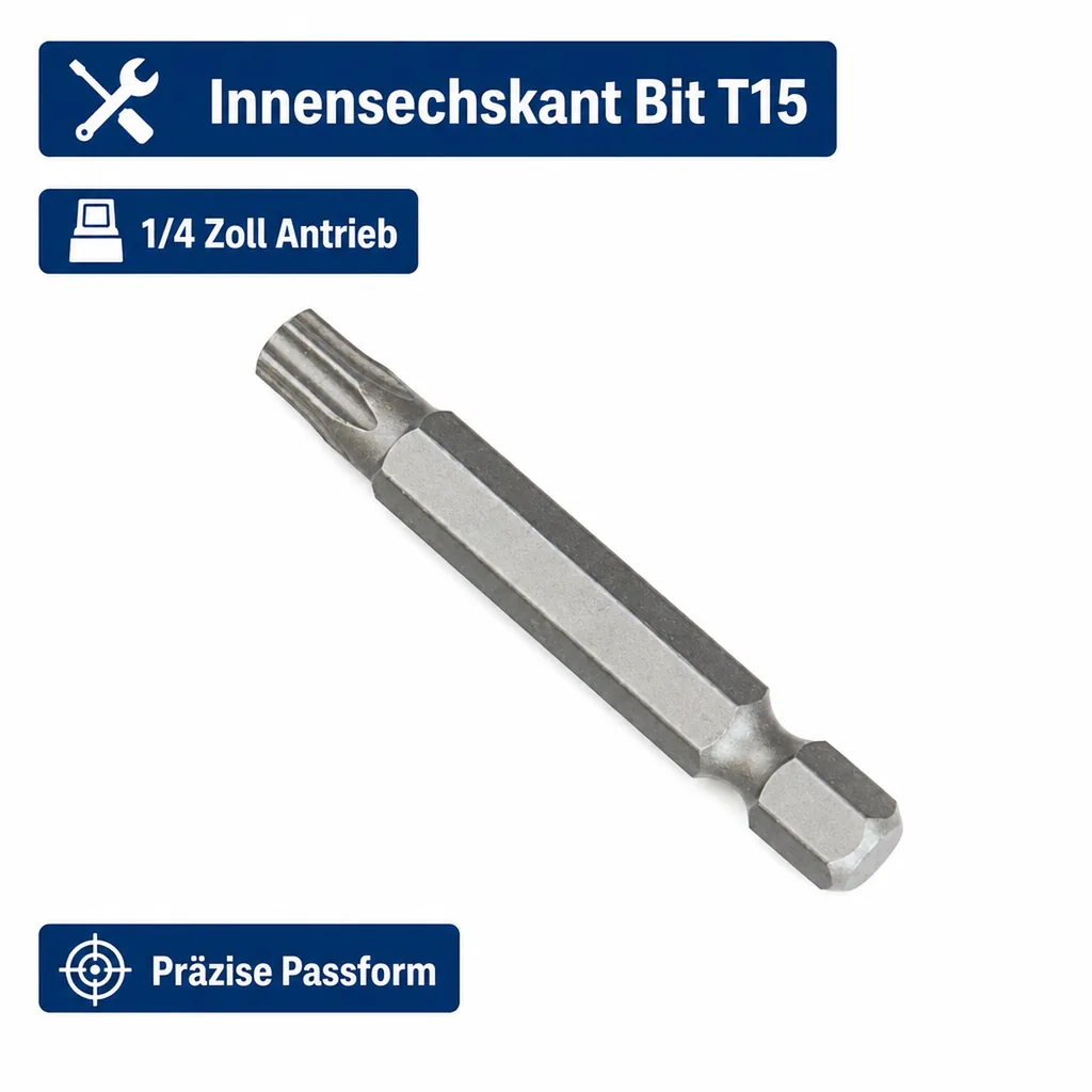 Innensechskant Bit T15, 1/4 Zoll, 50mm, Schraubendreher Bit