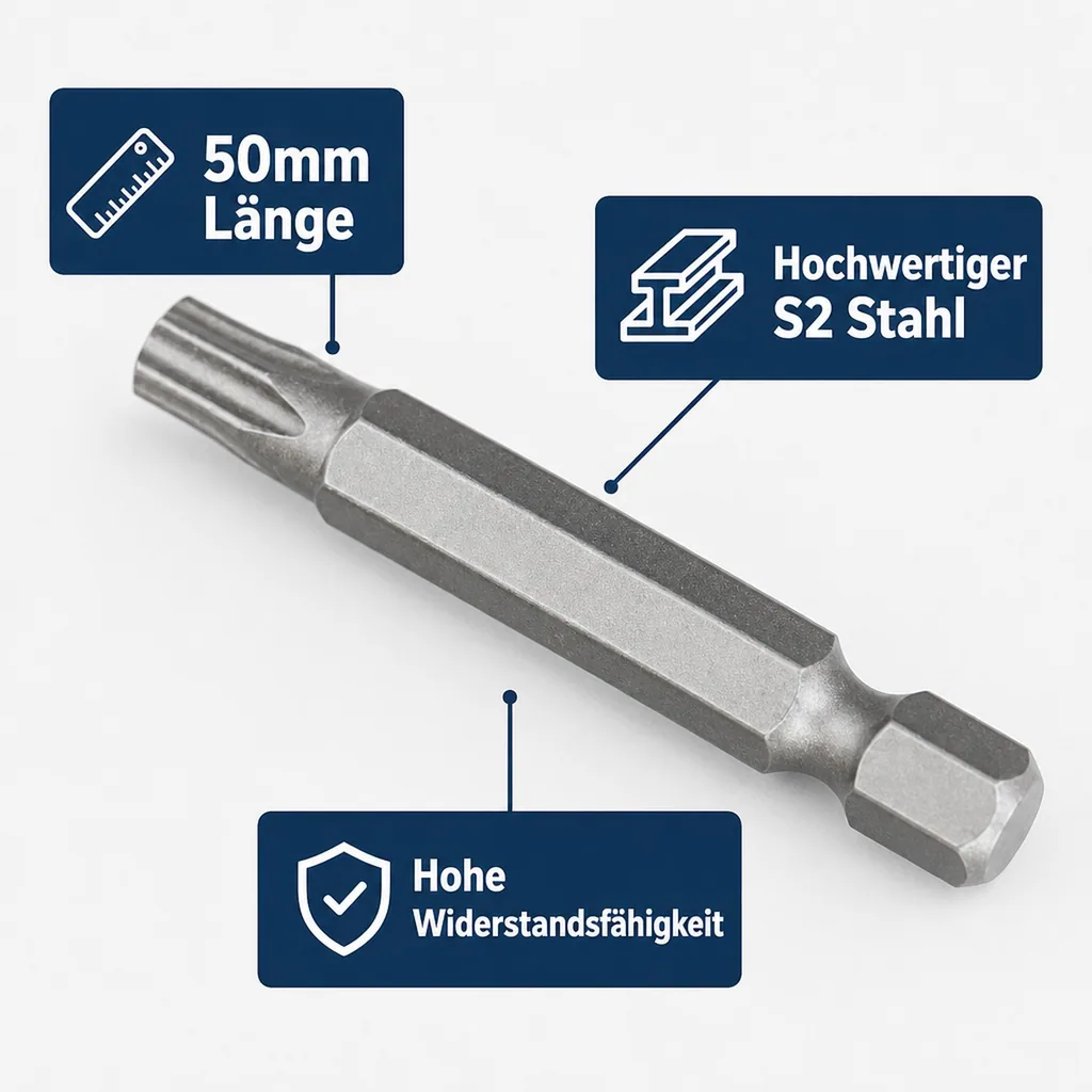 Innensechskant Bit T15, 1/4 Zoll, 50mm, Schraubendreher Bit