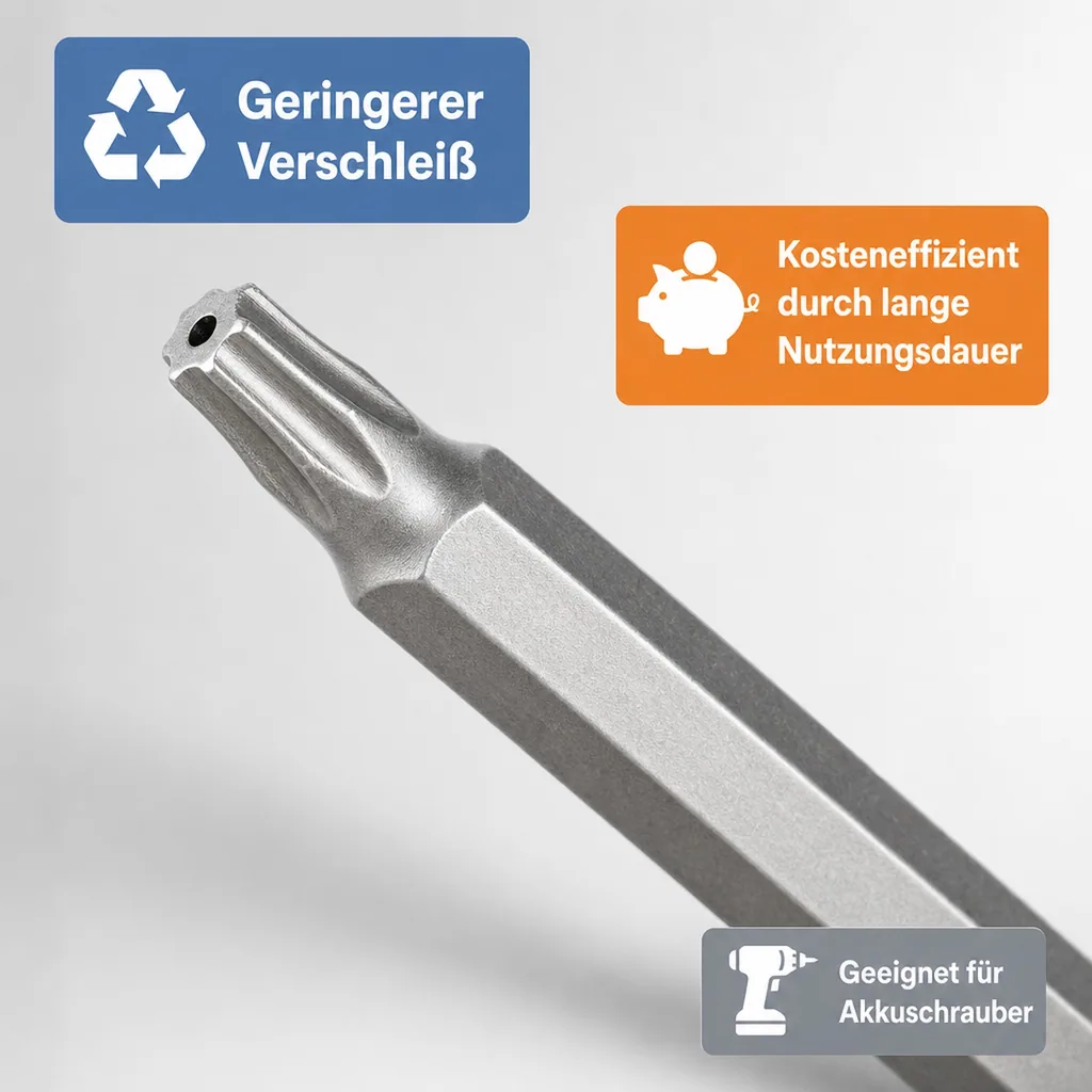 Innensechskant Bit mit Bohrung, , T6H, 50mm, S2 Stahl