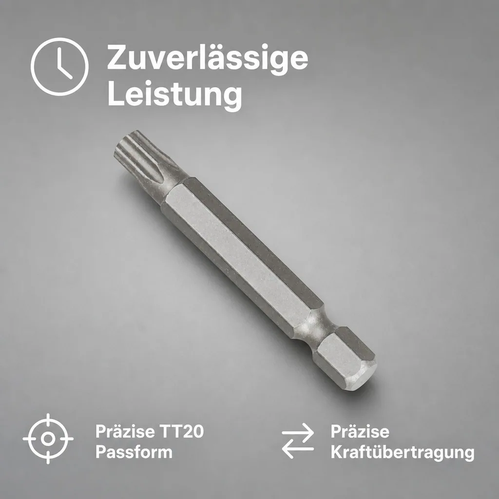 Innensechskant Bit, TT20 mit Stirnloch, 50mm, S2 Stahl