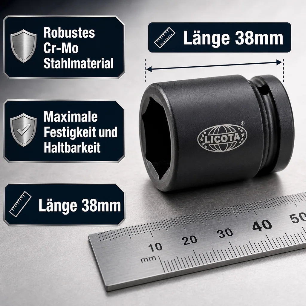 Schlagschraubernuss 1/2 Zoll, 16mm, Cr-Mo, Profi Werkzeug