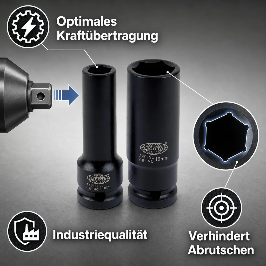 Schlagschraubernuss, 1/2 Zoll Nuss, SW 10, Cr-Mo