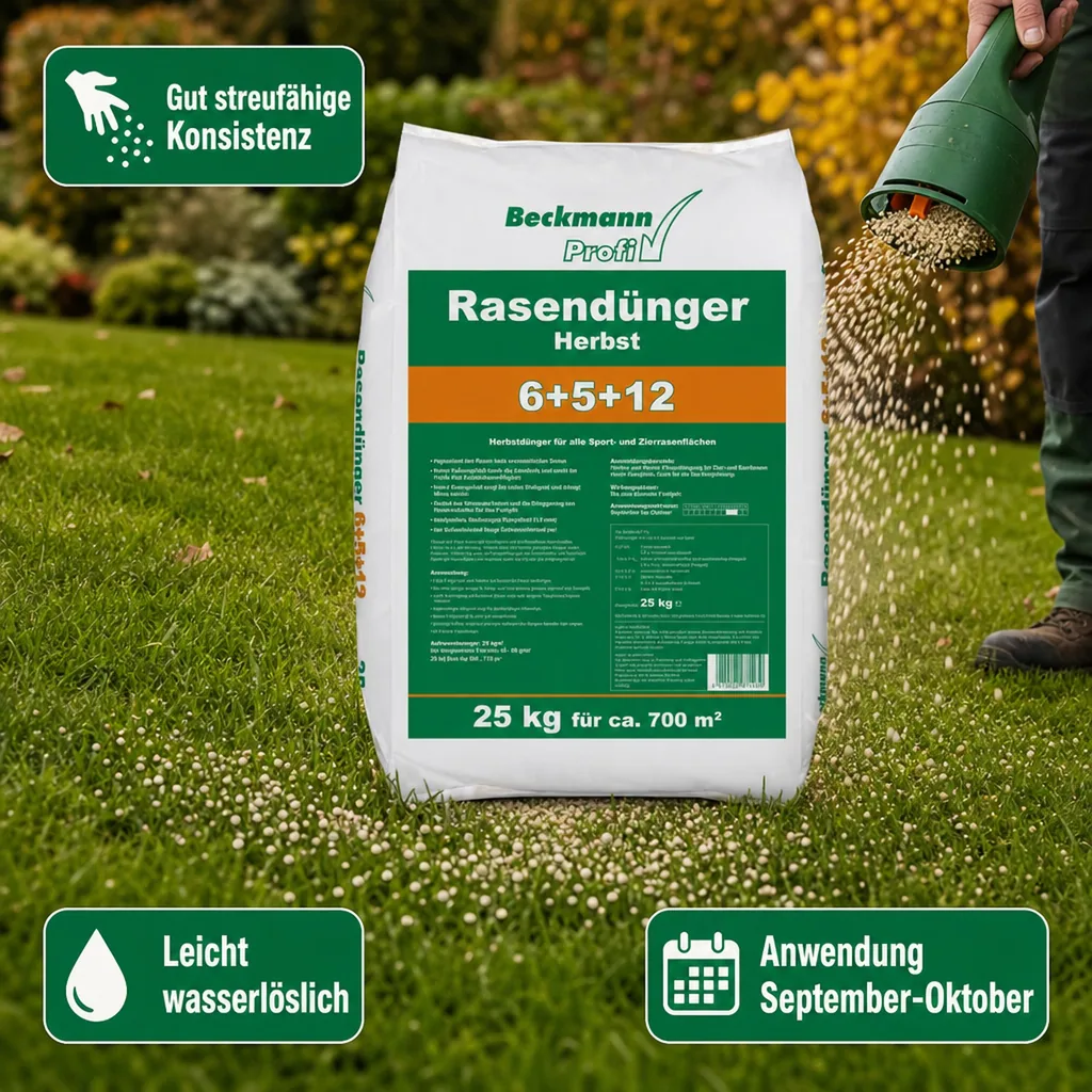 25 kg Rasendünger Herbst Beckmann NPK-6+5+12  f.ca. 700m²