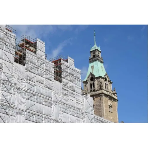 Gerüstplane 2,10 x 10 m, weiße Bauplane, 150 g/m²