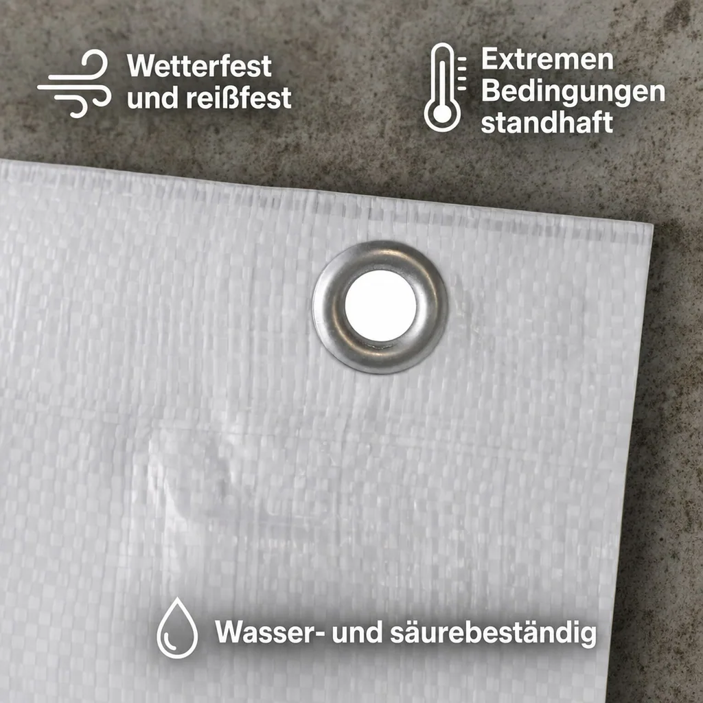 Gerüstplane 2,10 x 10 m, weiße Bauplane, 150 g/m²