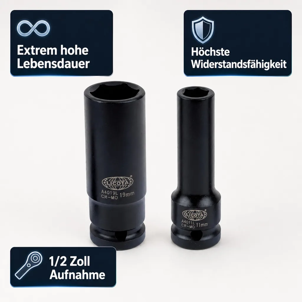1/2 Zoll Nuss, Schlagschraubernuss 18mm, Werkzeugnuss, Cr-Mo Stahl