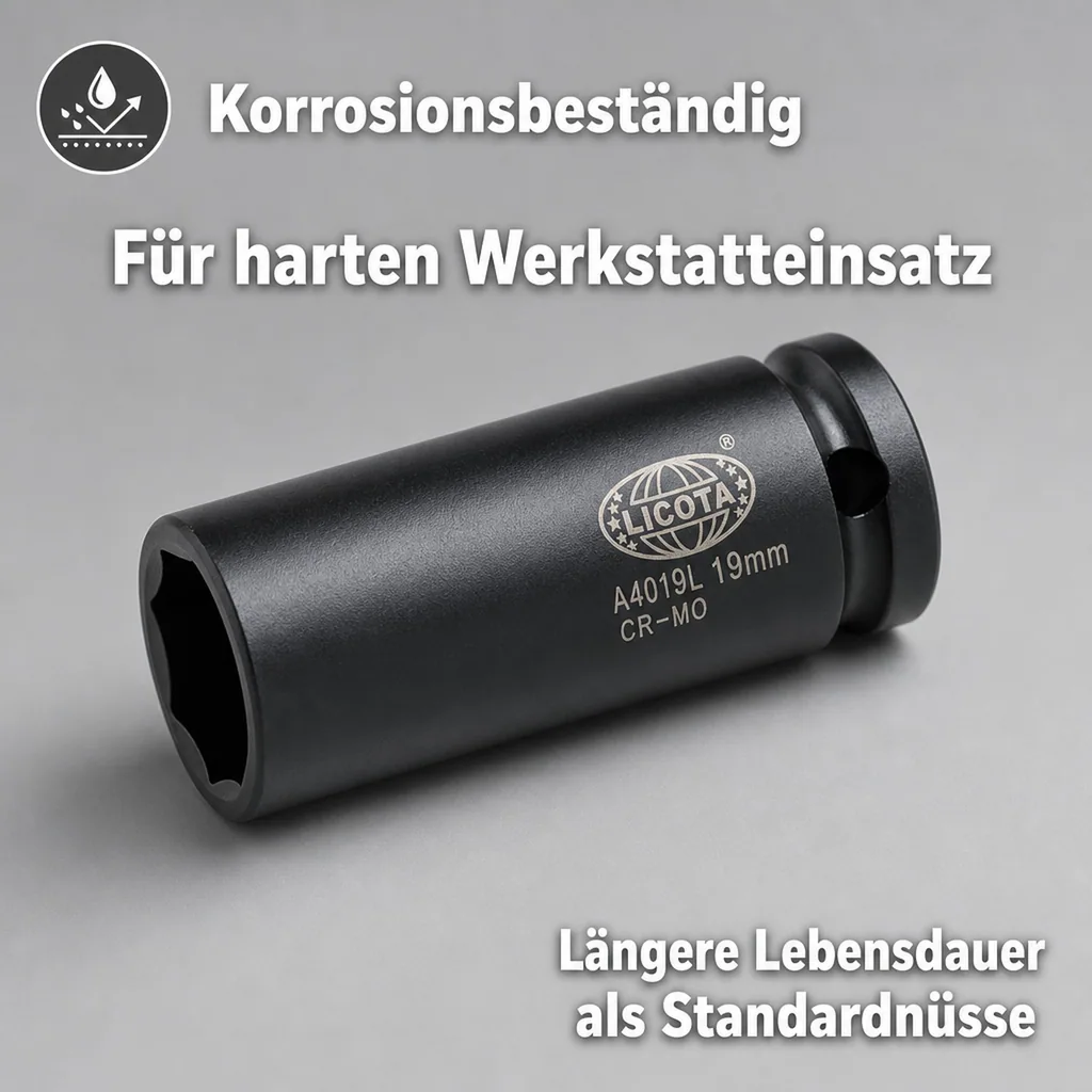 1/2 zoll Nuss, Schlagschraubernuss SW19, 19mm Nuss, Cr-Mo