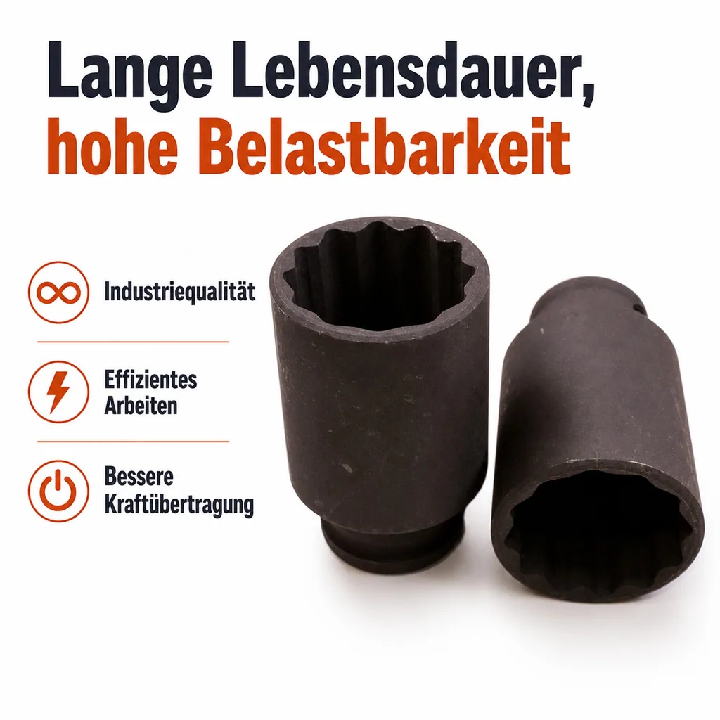 Schlagschraubernuss 1/2 Zoll SW 22, Industriequalität, Cr-Mo