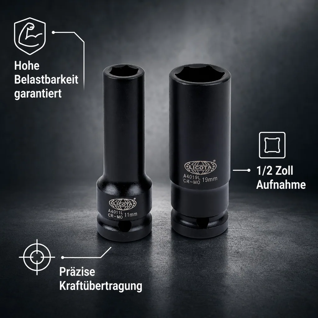 Schlagschraubernuss, 1/2 Zoll Nuss, SW27, Cr-Mo Industriequalität