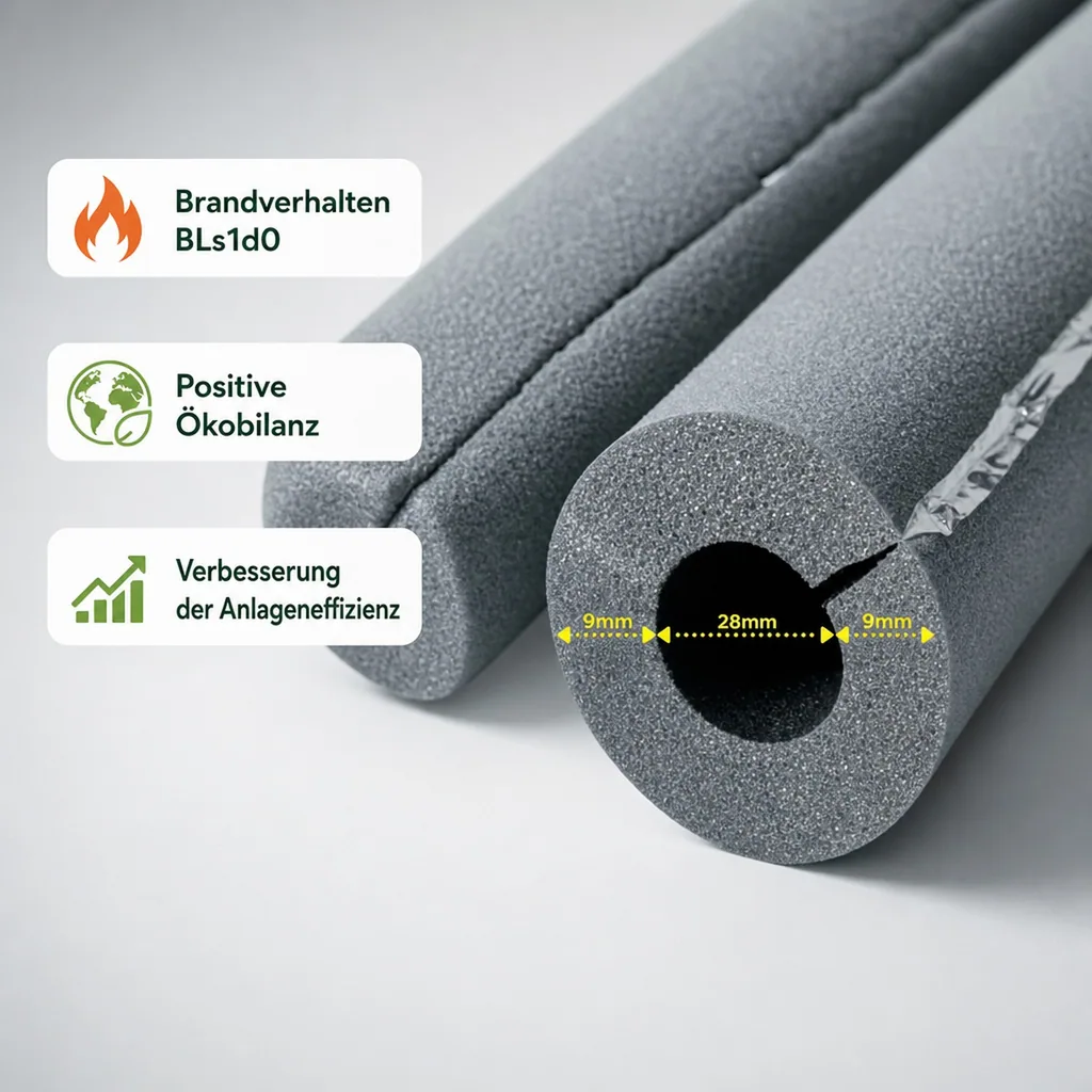 Rohrisolierung, 1m, Ø 28 mm x 9 mm, Self Adhesive Rohrisolierung Wrap, Rohrdämmung