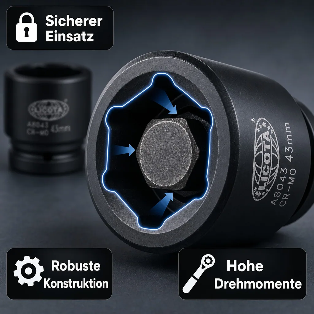 Schlagschraubernuss 1 Zoll SW 75, kurze Ausführung, Cr-Mo Stahl