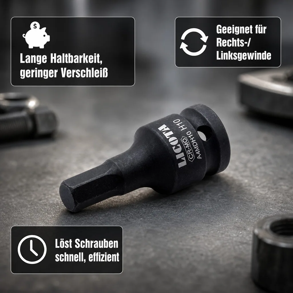 Innensechskant Nuss 1/2 Zoll, Schlagschrauber Nuss, Innensechskant, Cr-Mo Stahl