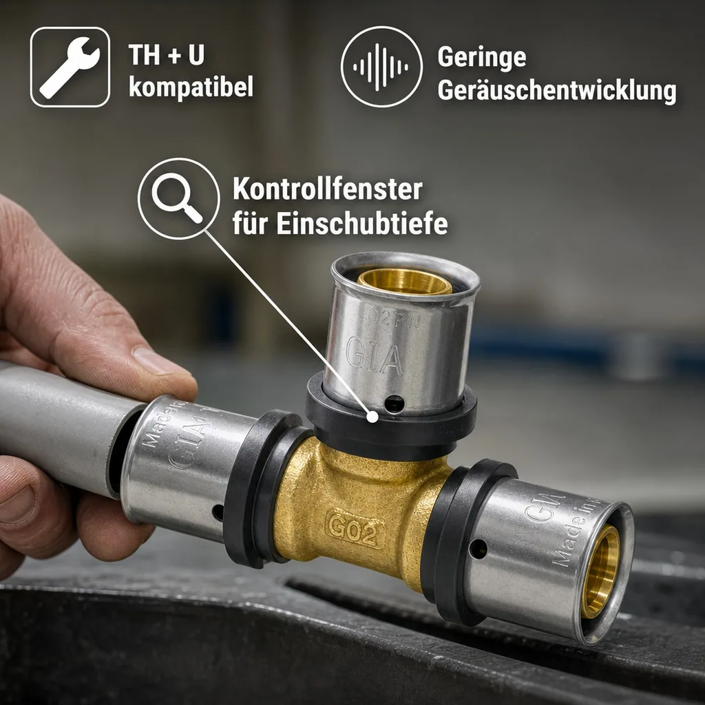 Pressfitting T-Stück 20mm, DVGW, Multikontur Pressverbinder
