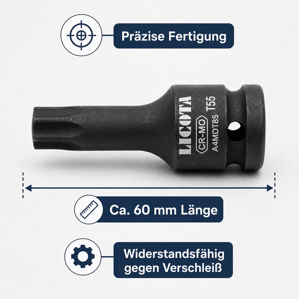 Innensechskant Nuss, Schlagschrauber Nuss, T80, 1/2 Zoll, Cr-Mo