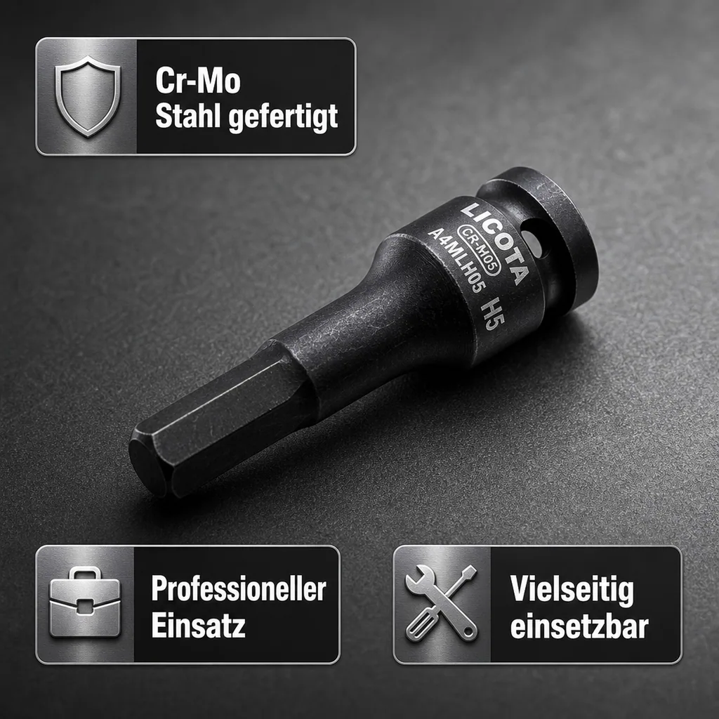 Innensechskant Nuss, 1/2 Zoll, H5, Cr-Mo, Schlagschrauber Nuss
