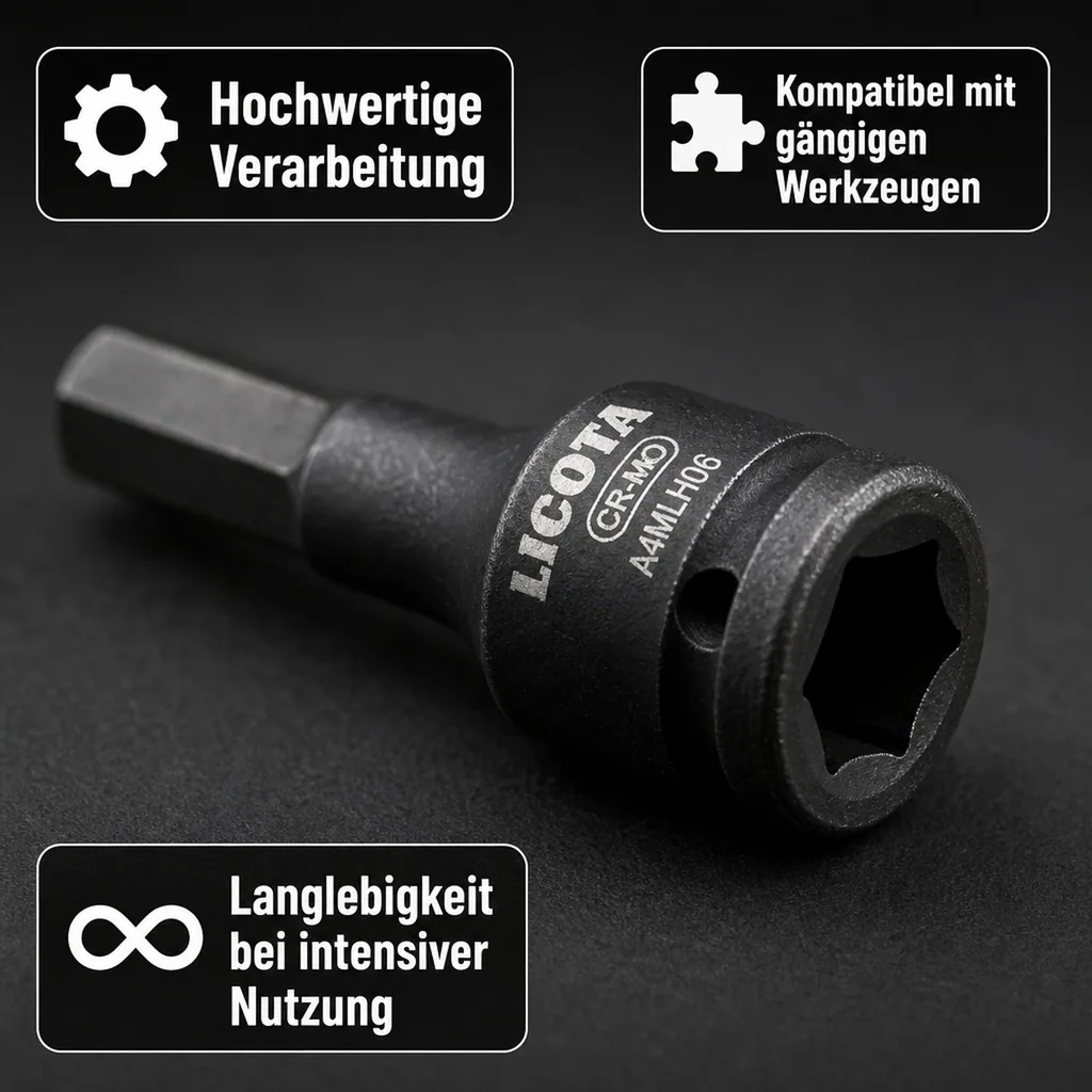 Innensechskant Nuss, 1/2 Zoll H6, 78mm Innensechskant