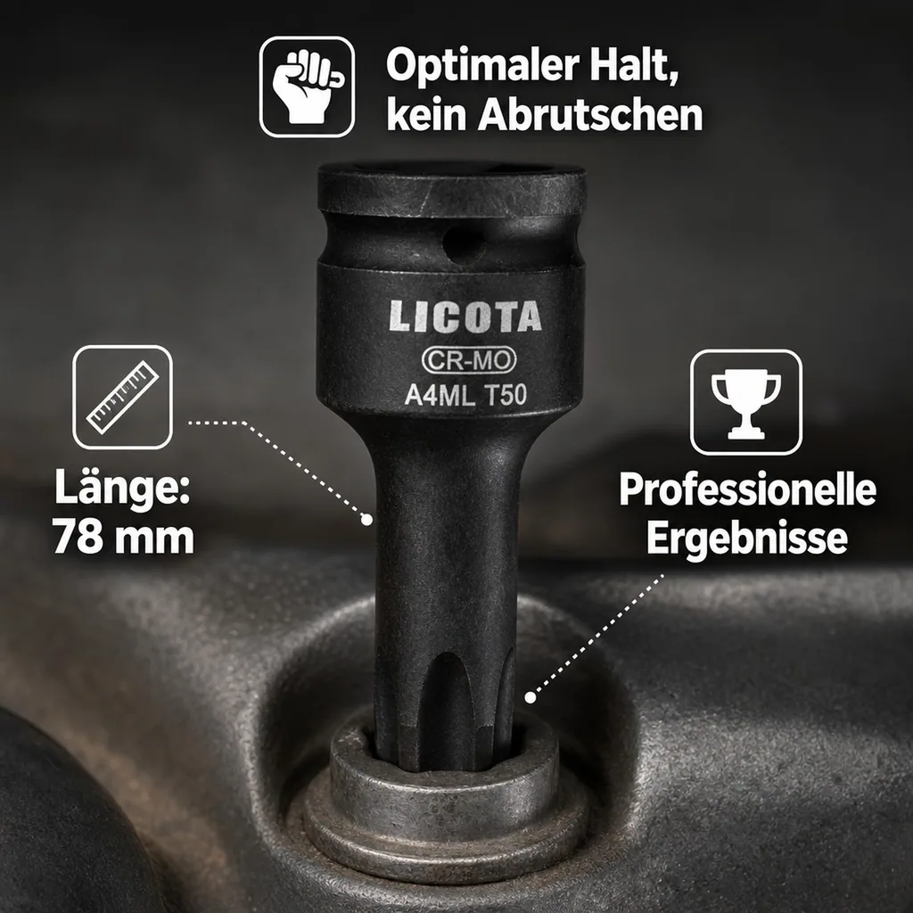 Innensechskant Nuss T50, 1/2 Zoll Stecknuss, Chrom Molybdän