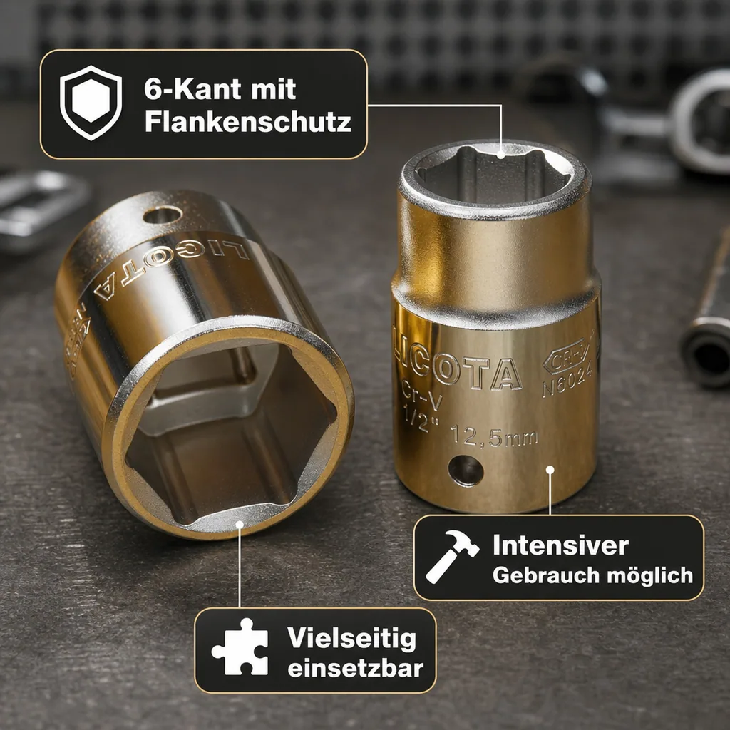 Stecknuss 1/2 Zoll, Cr-V, SW10, 77 mm