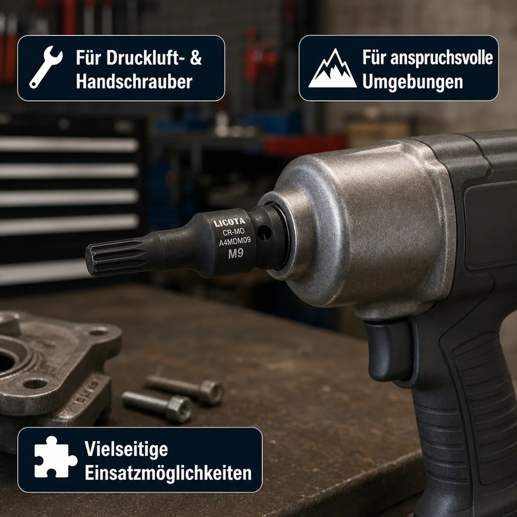 Schlagschraubernuss, Vielzahn Nuss, 1/2 Zoll, XZN M8, Cr-Mo