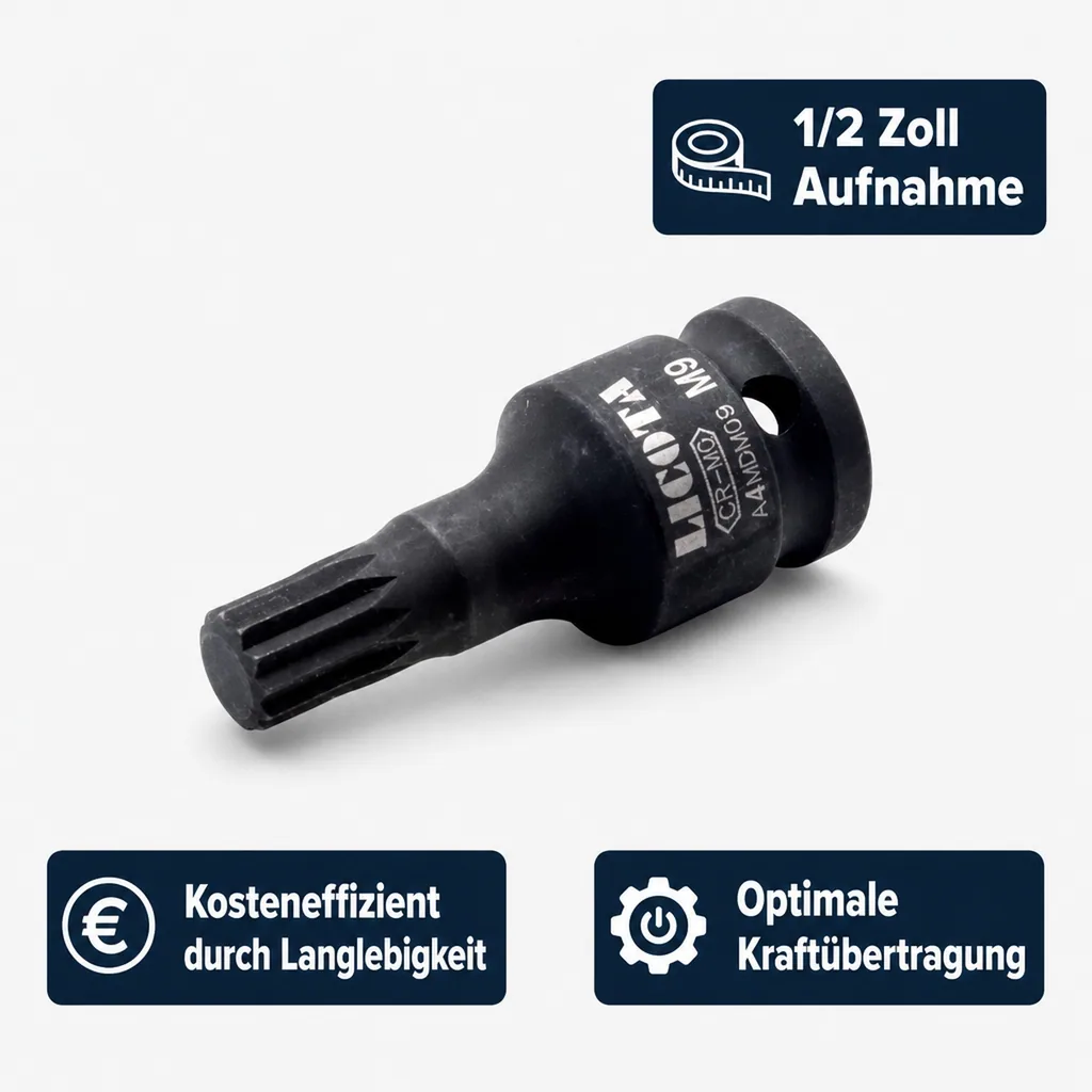 Vielzahn Nuss M14, 1/2 Zoll, Schlagschraubernuss, Cr-Mo, 60mm