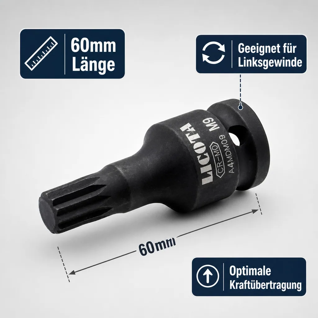 M18 Nuss, Vielzahn Nuss, 1/2 Zoll, Cr-Mo, Schlagschrauber Nuss
