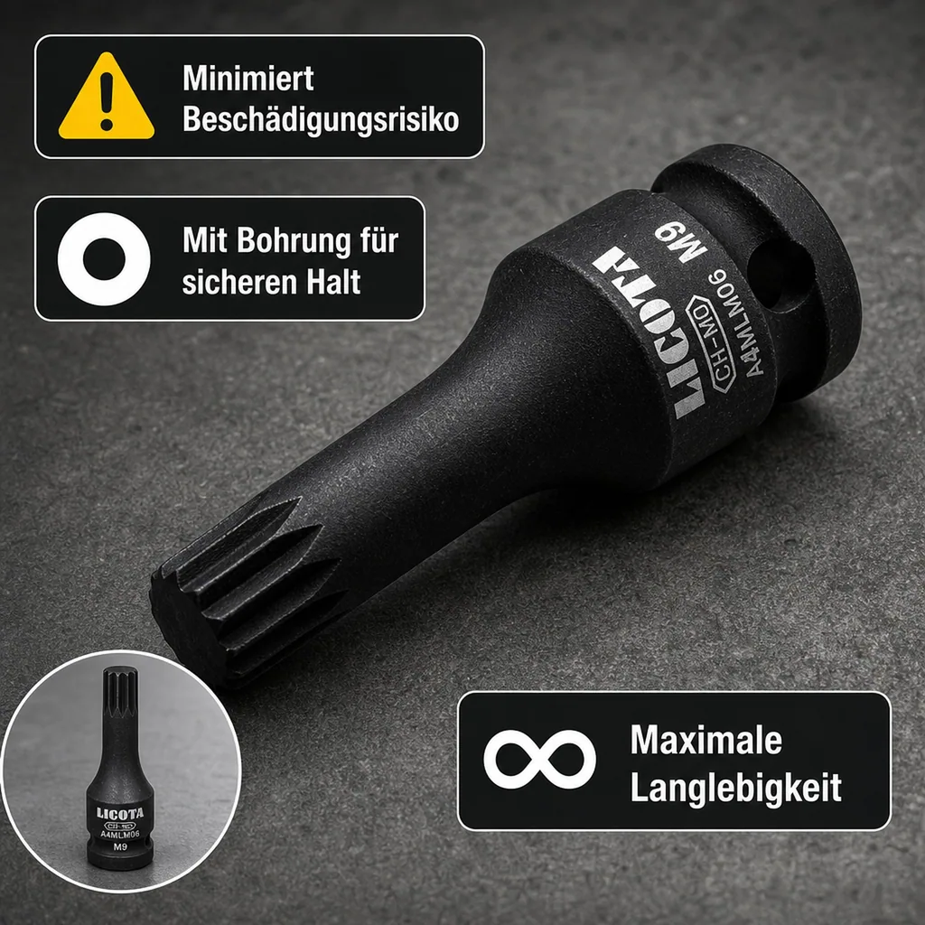 XZN Nuss, 1/2 Zoll, Schlagschrauber Nuss, M6, Industriequalität