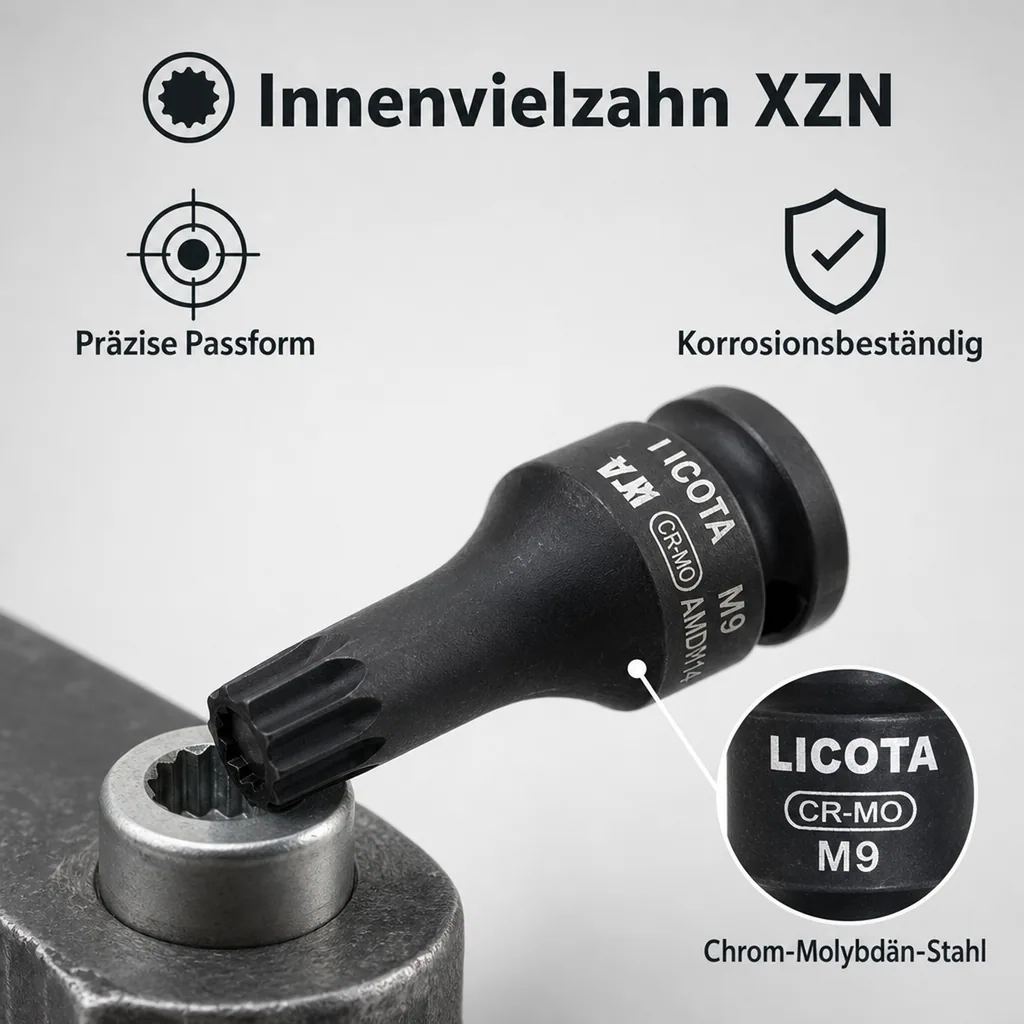 Spline Bit M10, 1/2 Zoll Vielzahn Nuss, Stecknuss Schlagschrauber