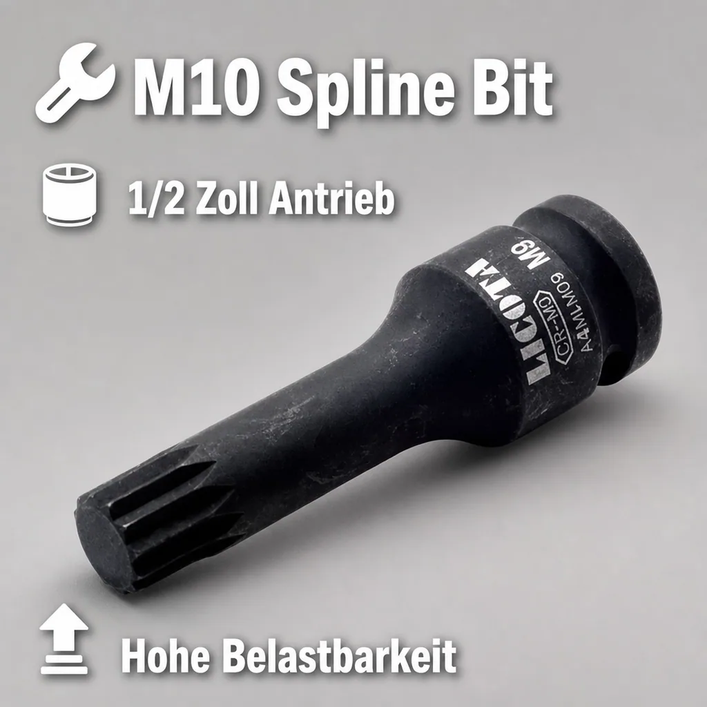 Spline Bit M10, 1/2 Zoll Vielzahn Nuss, Stecknuss Schlagschrauber