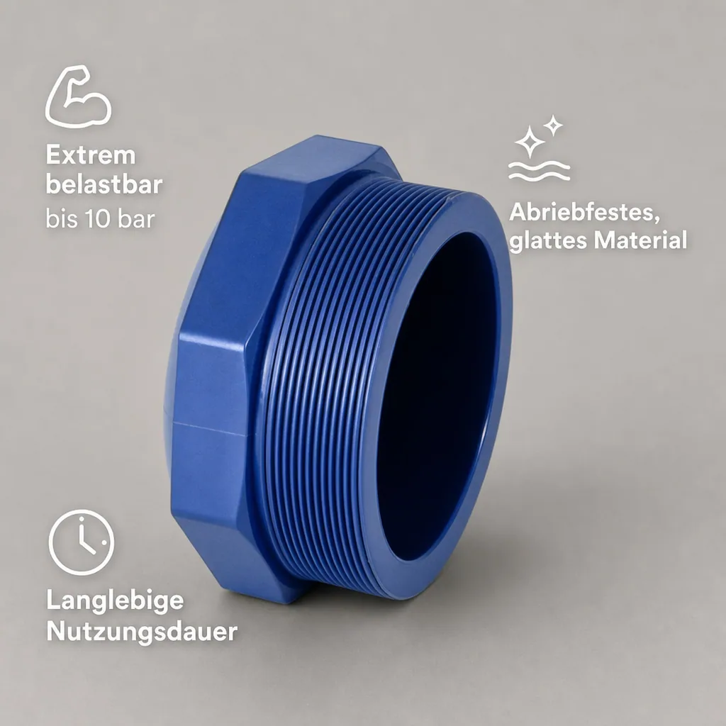 PVC Stopfen, 2 Zoll, AG, PN10, U Fitting