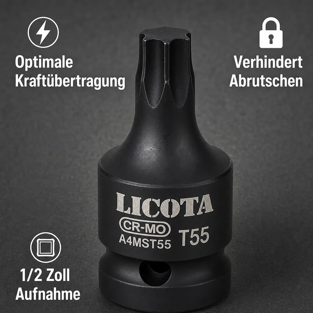 T45 Nuss, 1/2 Zoll Innensechskant, Cr-Mo Stecknuss