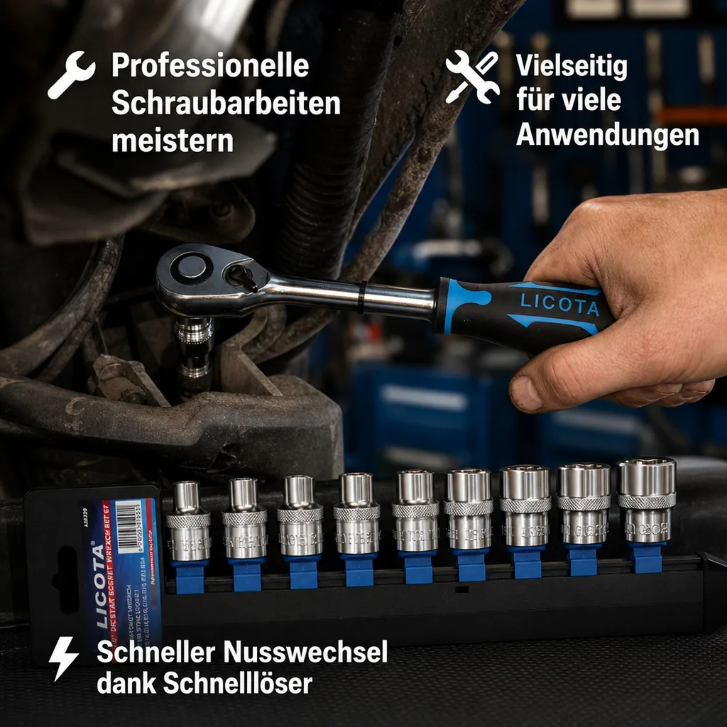 Innensechskant Nuss Satz, Innensechskant Nüsse Set, 1/2 Zoll, E-Profil, Umschaltknarre