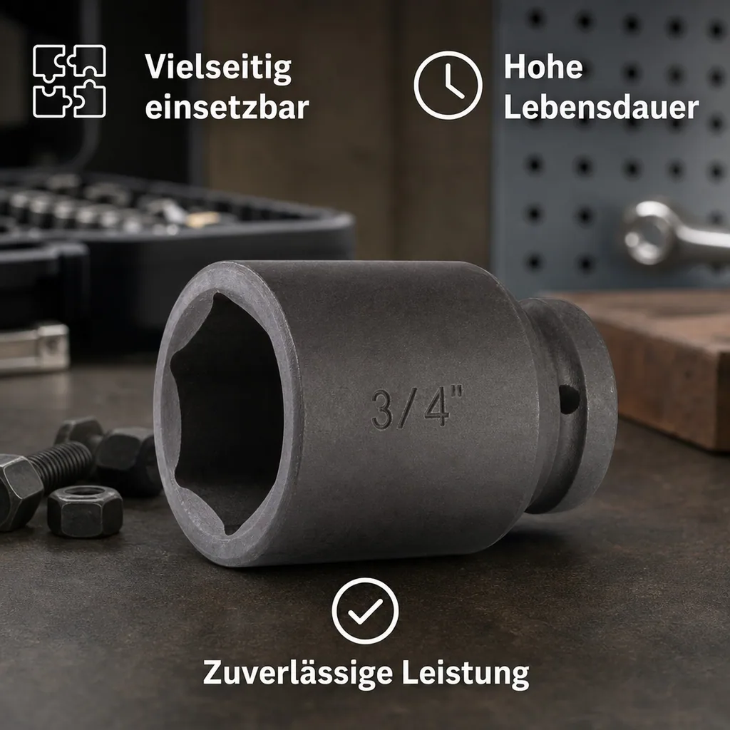 3 4 Nuss, Schlagschraubernuss, 32mm Nuss, SW 32, Cr-Mo Stahl