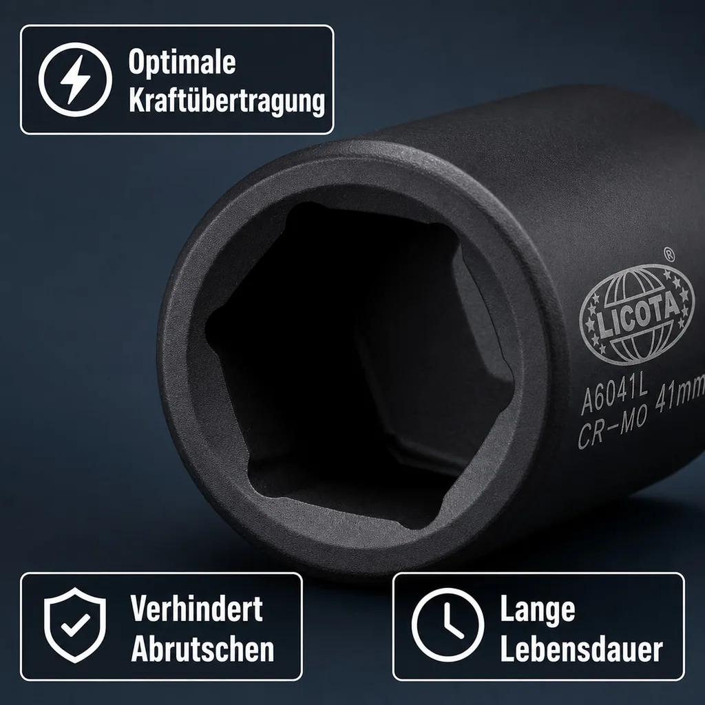 3 4 zoll Nuss, 34 mm Stecknuss, 6kt, Cr-Mo, DIN 3121