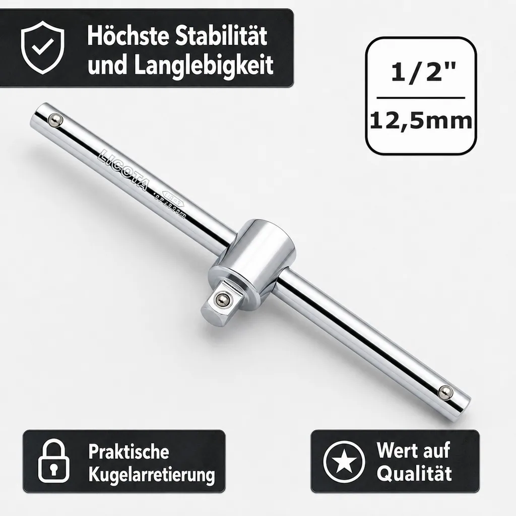 1/2 Zoll Gleitgriff, Kugelarretierung, Werkstattwerkzeug