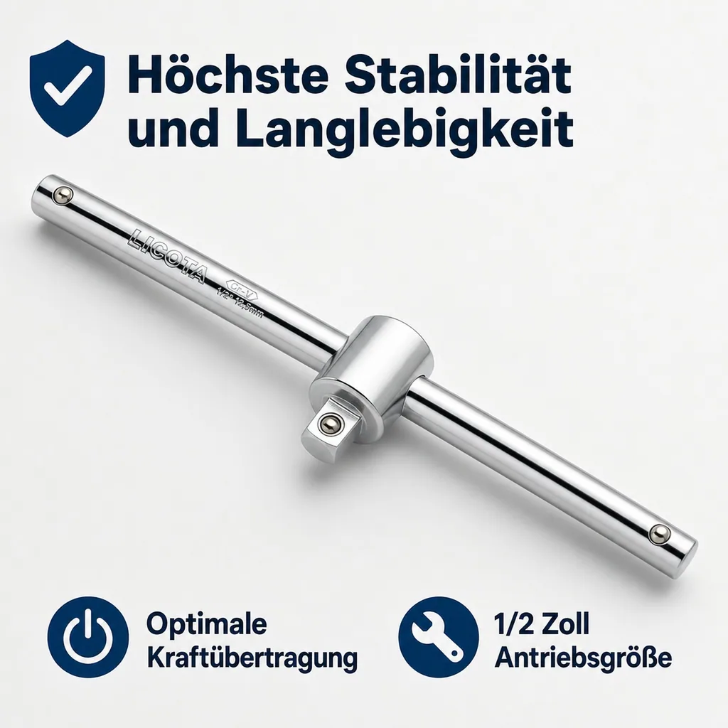 1/2 Zoll Gleitgriff, Cr-V Werkzeug, 300mm, Steckschlüssel