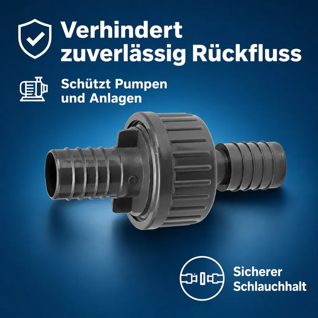 PVC Rückschlagventil, Schlauch Rückschlagventil, 17 mm Tüllen
