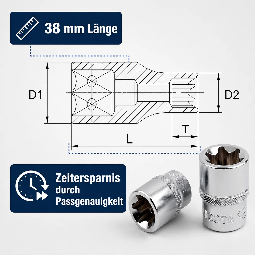 1/2 zoll Innensechskant Nuss, Aussen Innensechskant Nuss, E16 Nuss