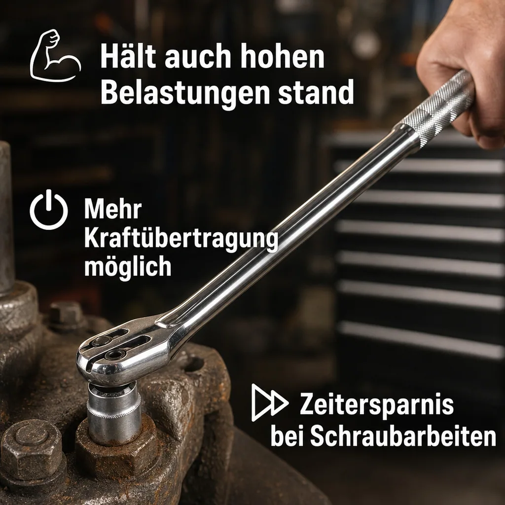 Gelenkgriff 1/2 Zoll, Quergriff, Drehstange 450mm, Werkzeug