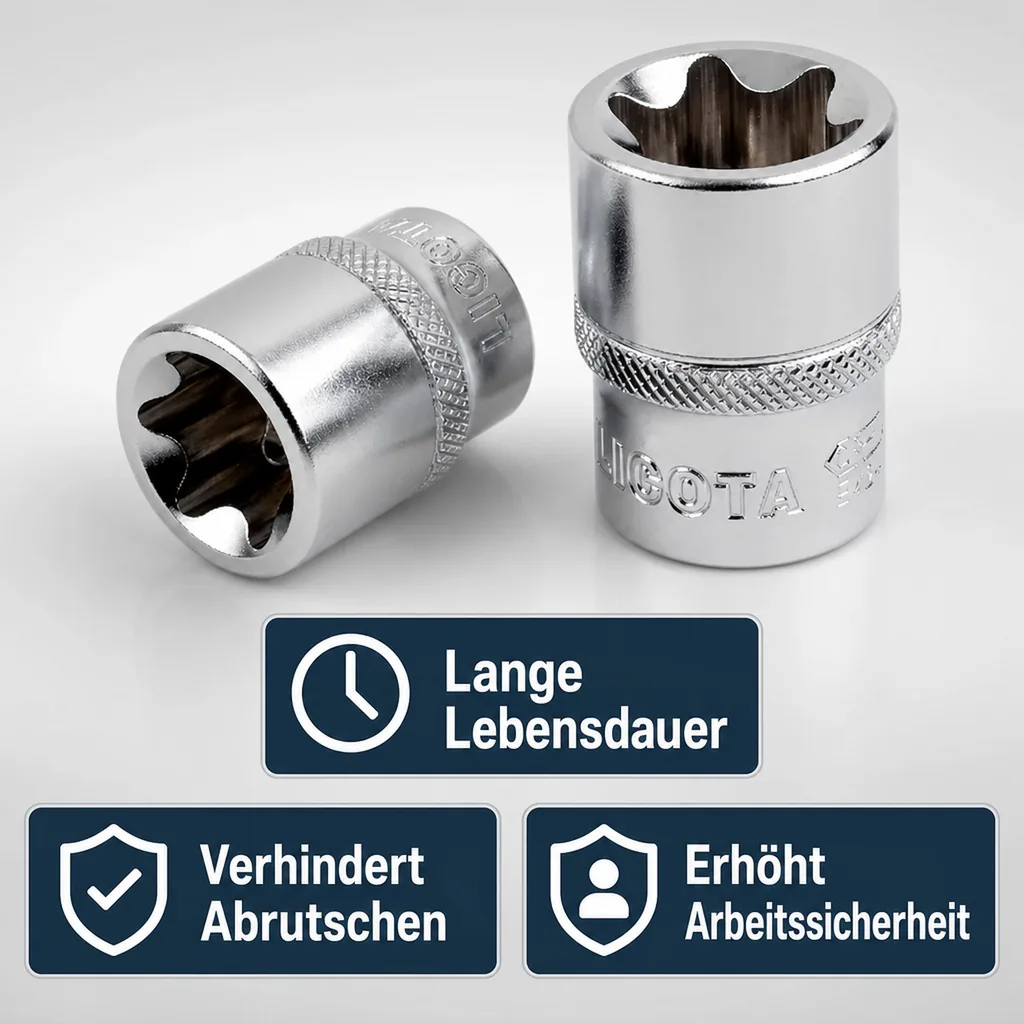 Aussen Innensechskant Nuss E24, 1/2 Zoll, CrV, Schraubwerkzeug