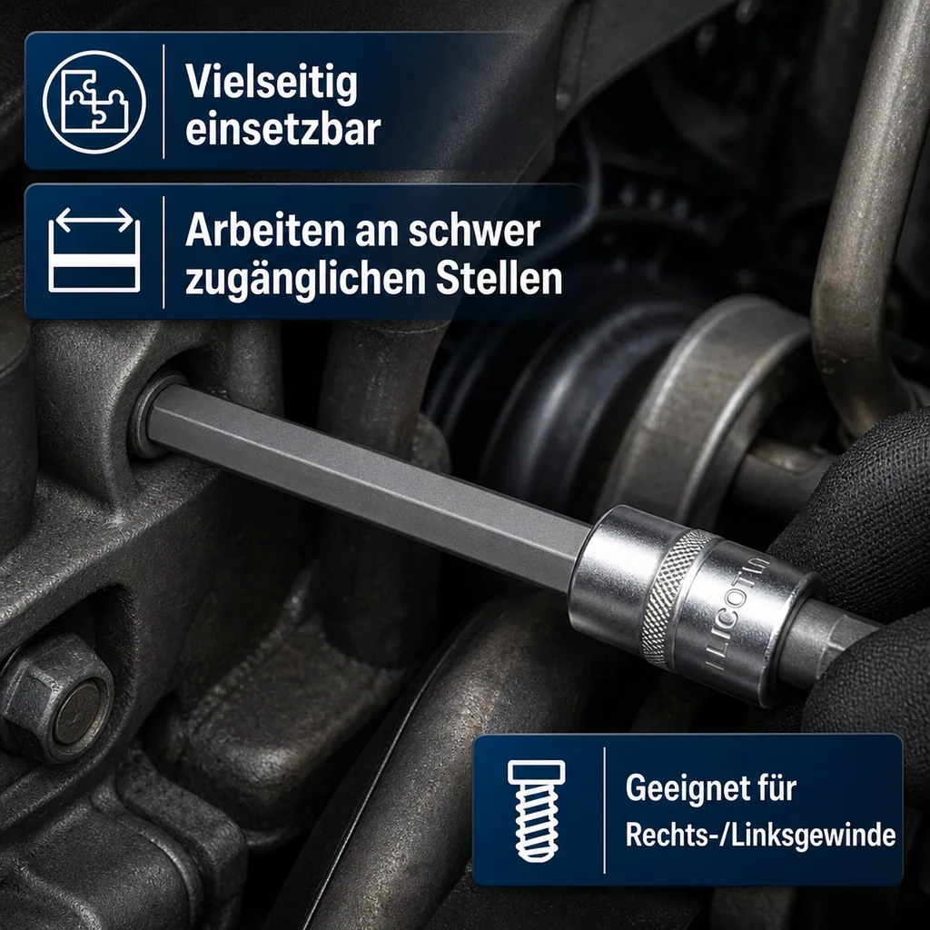 Innensechskant Nuss 1/2 Zoll, H12, L 140mm, S2 Stahl, Innensechskant Nuss