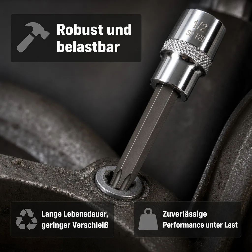 Innensechskant Nuss, 1/2 Zoll, T20, Industriequalität, S2 Stahl
