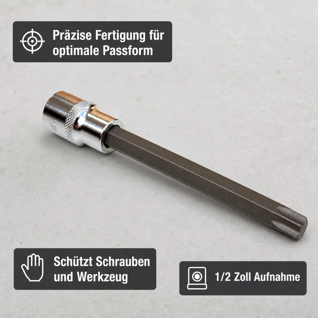 Innensechskant Nuss, 1/2 Zoll, T20, Industriequalität, S2 Stahl
