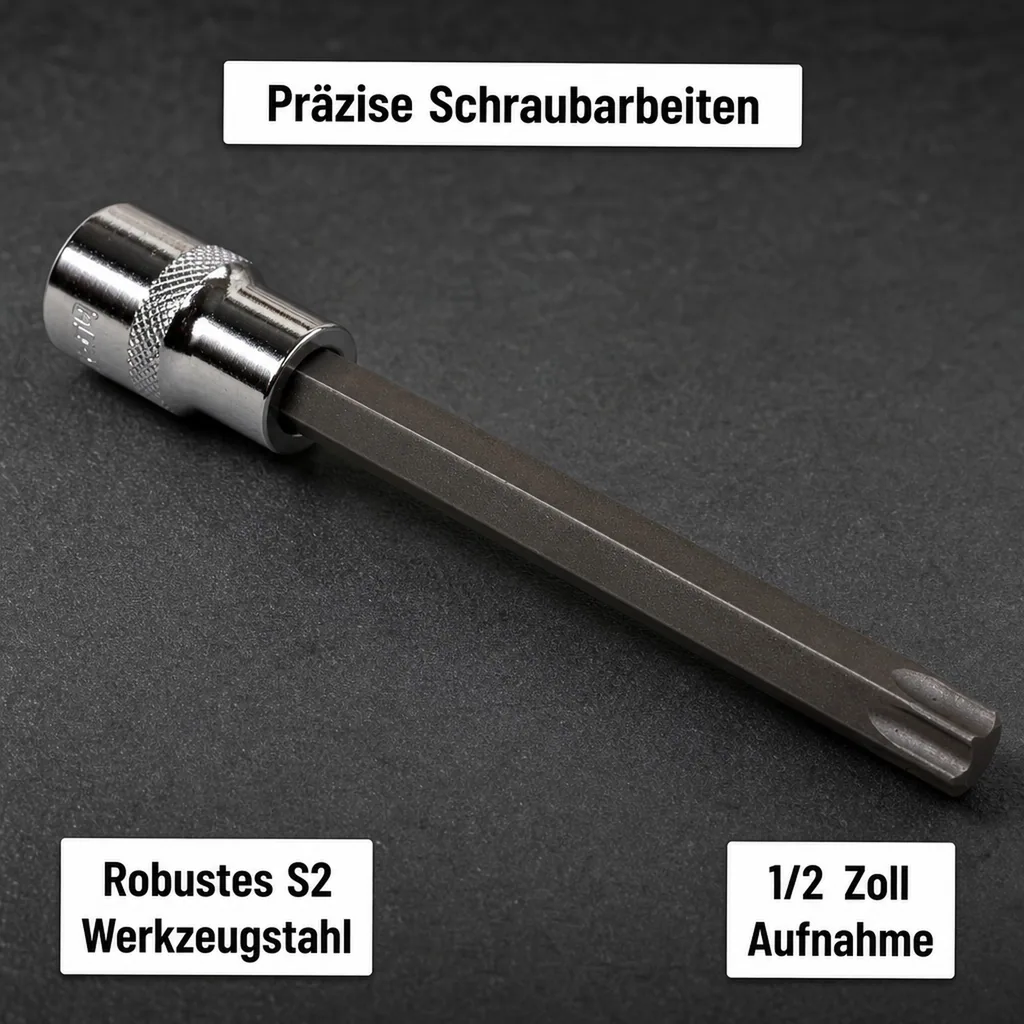 Innensechskant T45 Nuss, 1/2 Zoll Stecknuss, S2 Werkzeugstahl, 100mm