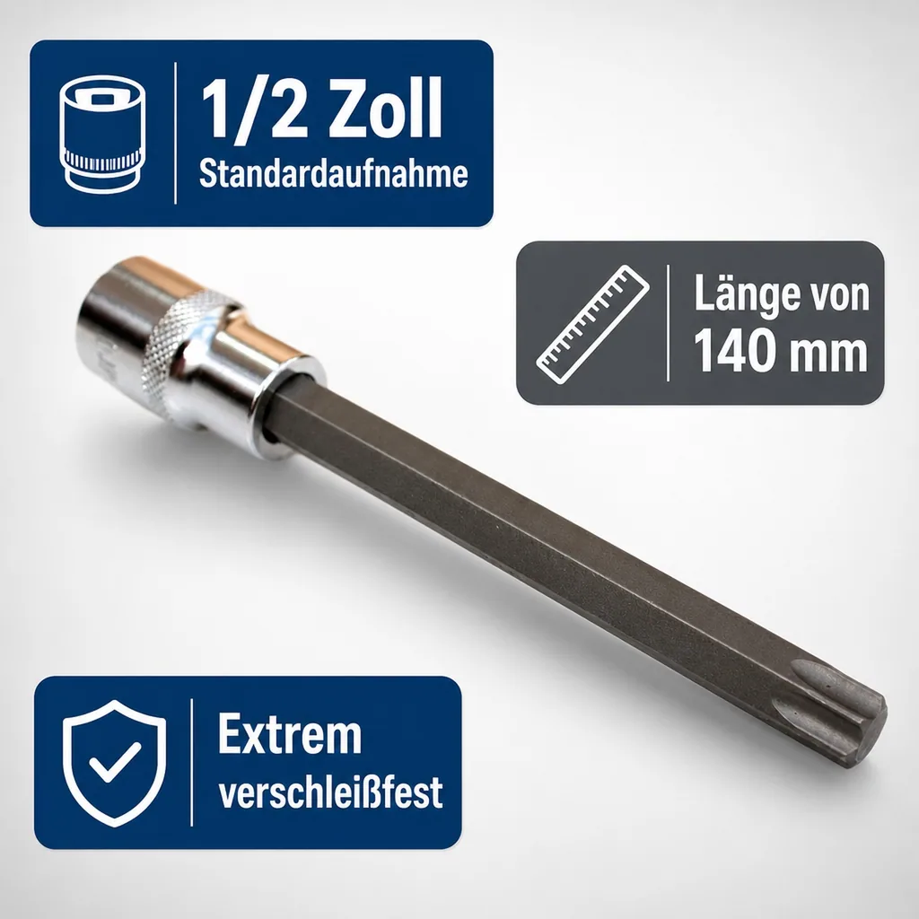 Innensechskant T90 Nuss 1/2 Zoll, Lange Stecknuss, S2 Stahl