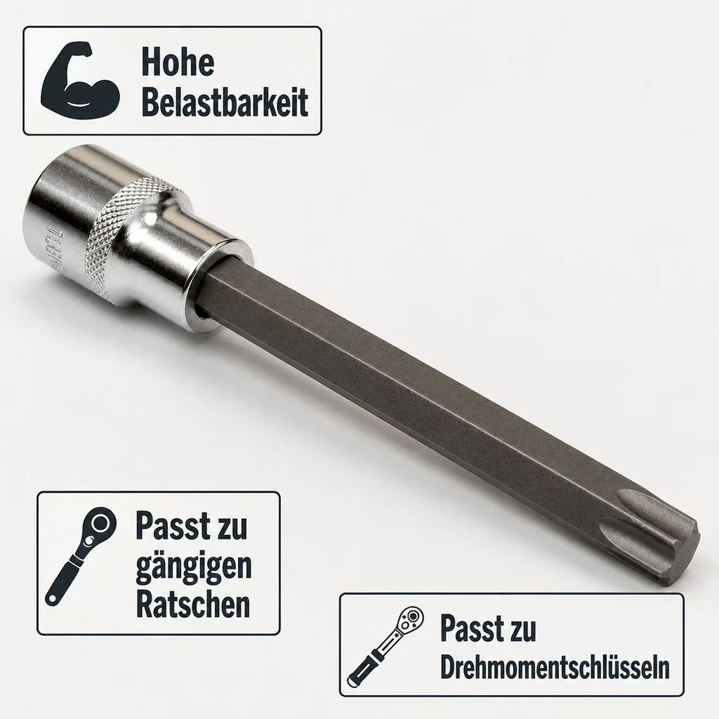 Innensechskant T90 Nuss 1/2 Zoll, Lange Stecknuss, S2 Stahl