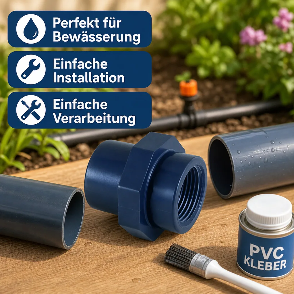 PVC Fittings, Übergangsmuffe 40-32mm, Innengewinde, Klebefitting PN10