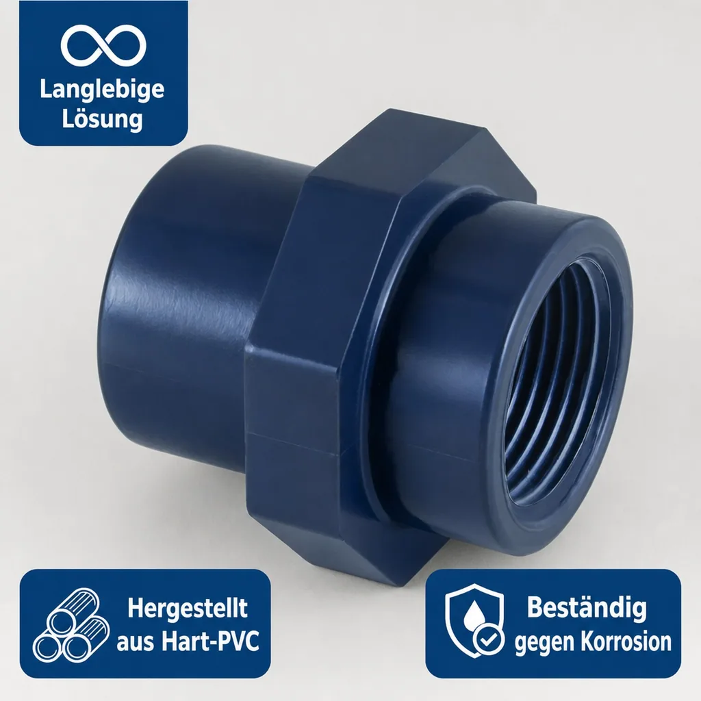 PVC Fittings, Übergangsmuffe 40-32mm, Innengewinde, Klebefitting PN10